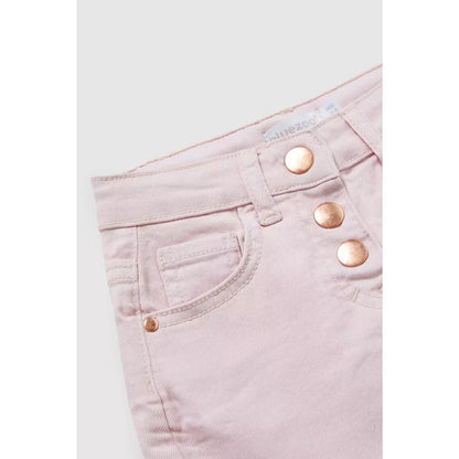 Neon Pink - Side - Blue Zoo Girls Denim Button Detail Shorts