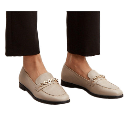 Taupe - Front - Principles Womens-Ladies Liddy Chain Leather Loafers