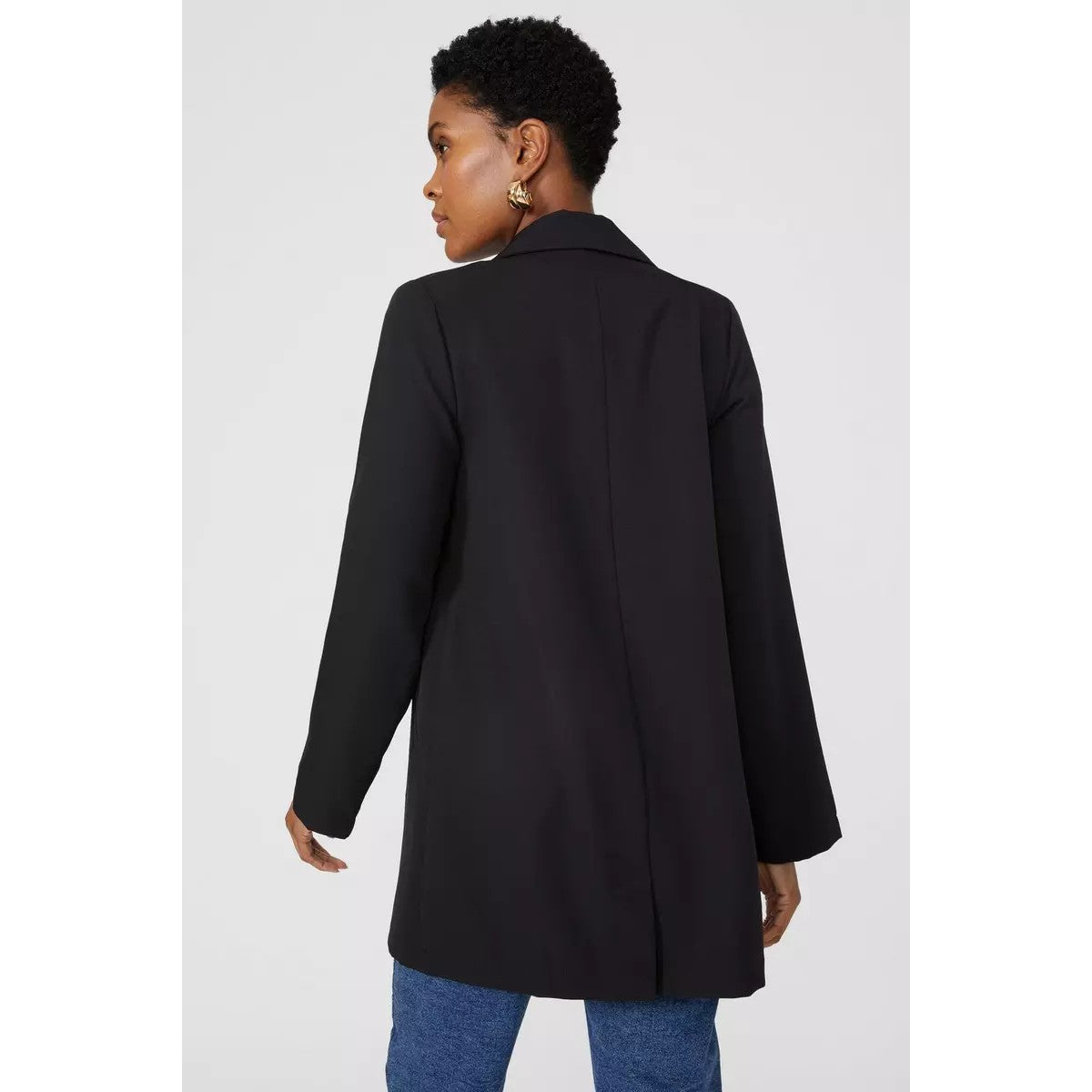Black - Back - Principles Womens-Ladies Plain Longline Blazer