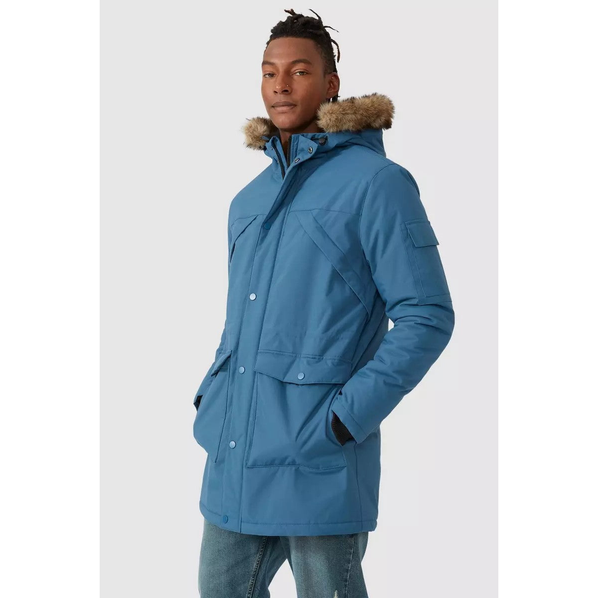 Blue - Side - Mantaray Mens Parka