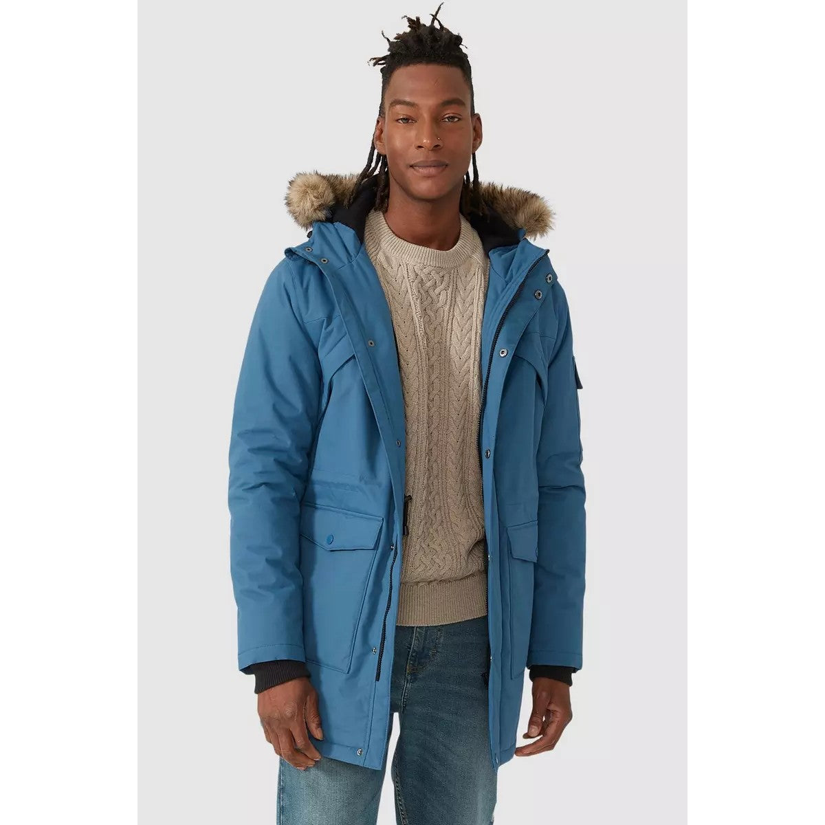 Blue - Pack Shot - Mantaray Mens Parka