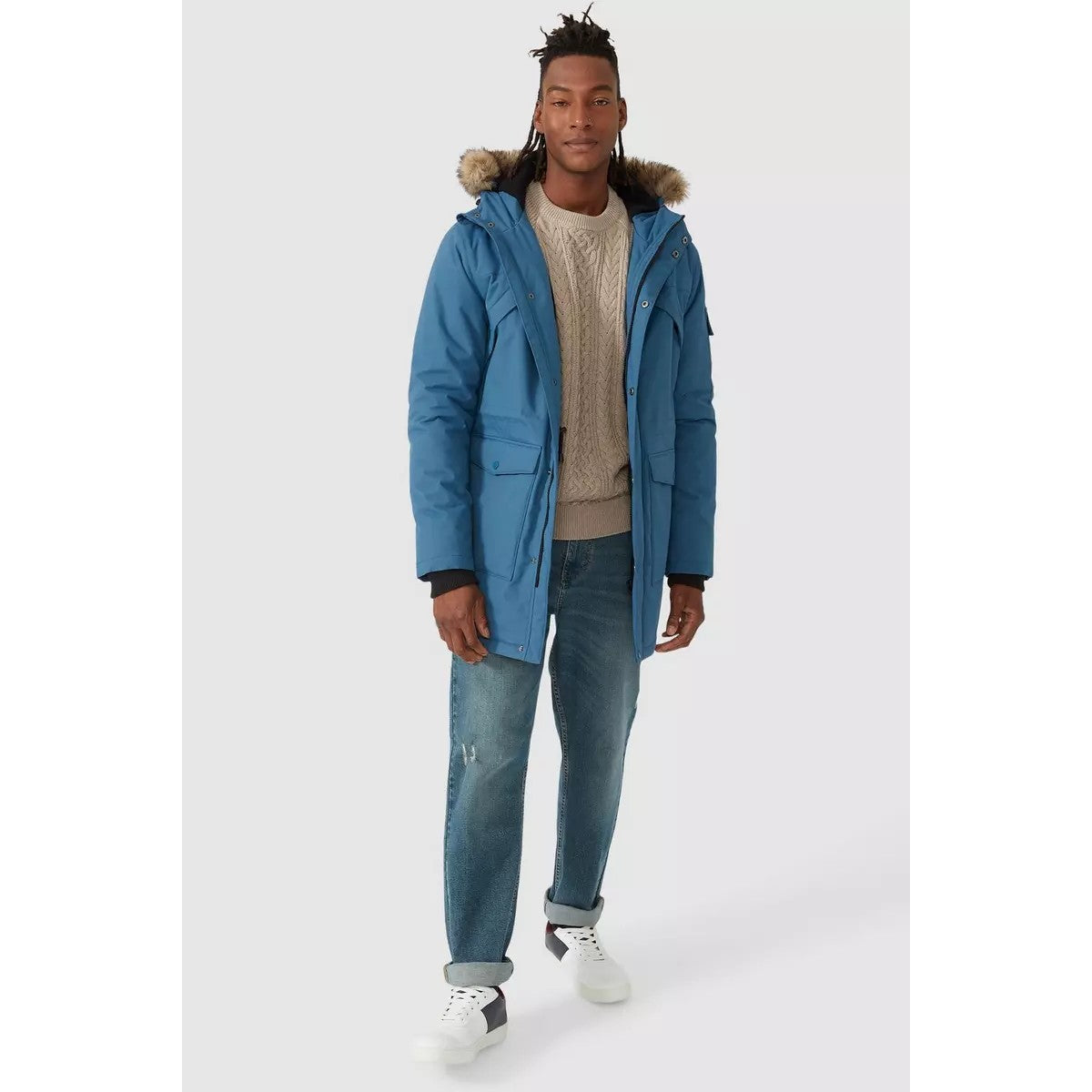 Blue - Close up - Mantaray Mens Parka