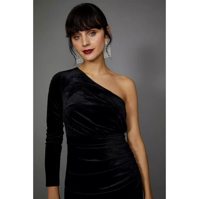 Principles Womens Ladies Ruched Velvet One Shoulder Midi Dress Discounts on great Brands