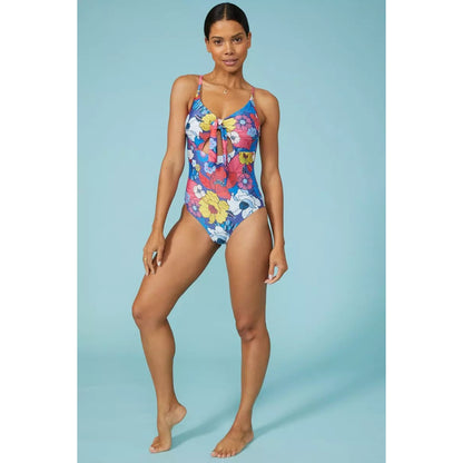 Multicoloured - Lifestyle - Debenhams Womens-Ladies Floral Twisted Knot Front One Piece Swimsuit