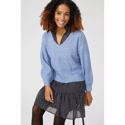 Blue - Lifestyle - Maine Womens-Ladies Ribbed Soft Stitch Detail Jumper