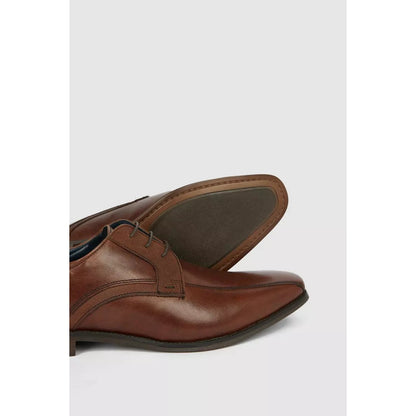 Brown - Side - RedTape Mens Hutton Tramline Leather Derby Shoes