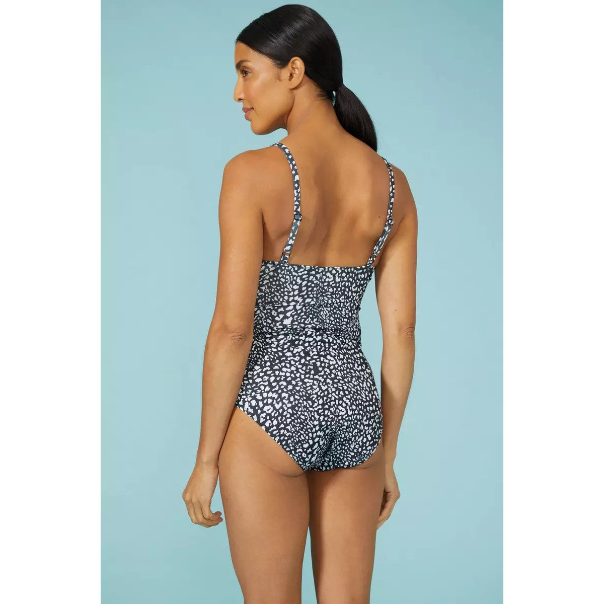 Monochrome - Back - Debenhams Womens-Ladies Animal Print Front Tie One Piece Swimsuit