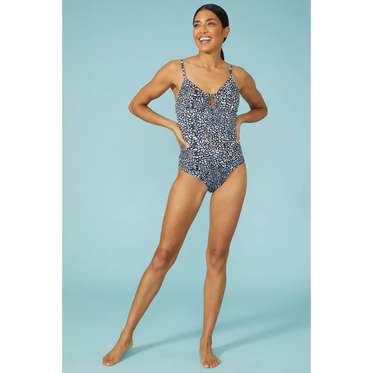 Monochrome - Lifestyle - Debenhams Womens-Ladies Animal Print Front Tie One Piece Swimsuit