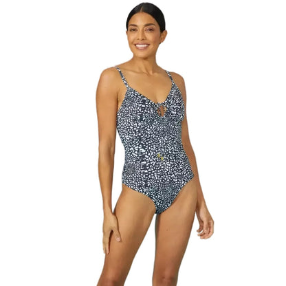 Monochrome - Front - Debenhams Womens-Ladies Animal Print Front Tie One Piece Swimsuit