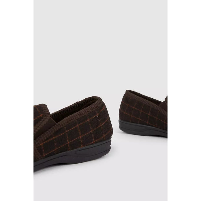 Debenhams Mens Windowpane Checked Textile Slippers Discounts on great