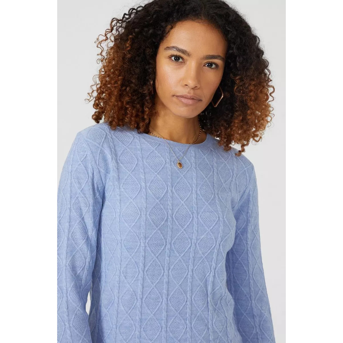 Dusty Blue - Side - Maine Womens-Ladies Diamond Soft Jumper