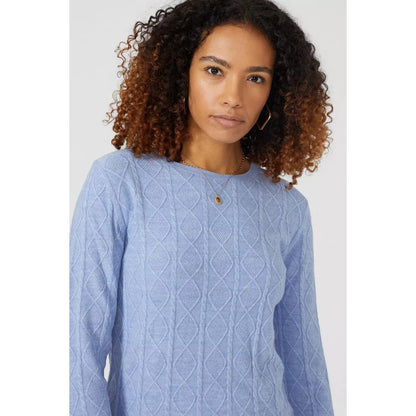 Dusty Blue - Side - Maine Womens-Ladies Diamond Soft Jumper