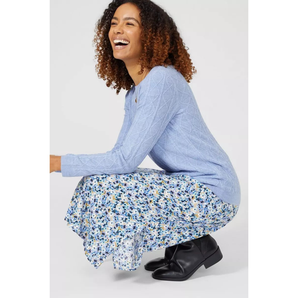 Dusty Blue - Lifestyle - Maine Womens-Ladies Diamond Soft Jumper