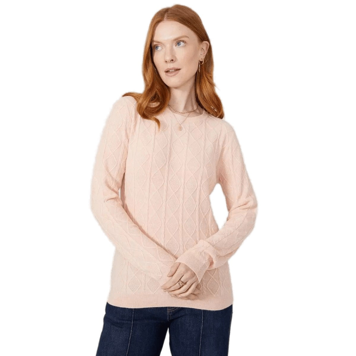 Powder Pink - Front - Maine Womens-Ladies Diamond Soft Jumper