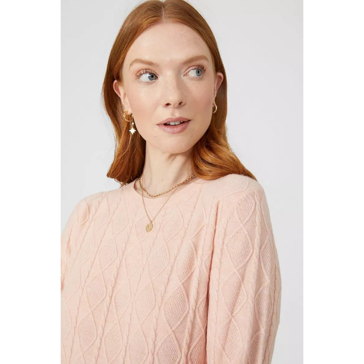 Powder Pink - Side - Maine Womens-Ladies Diamond Soft Jumper