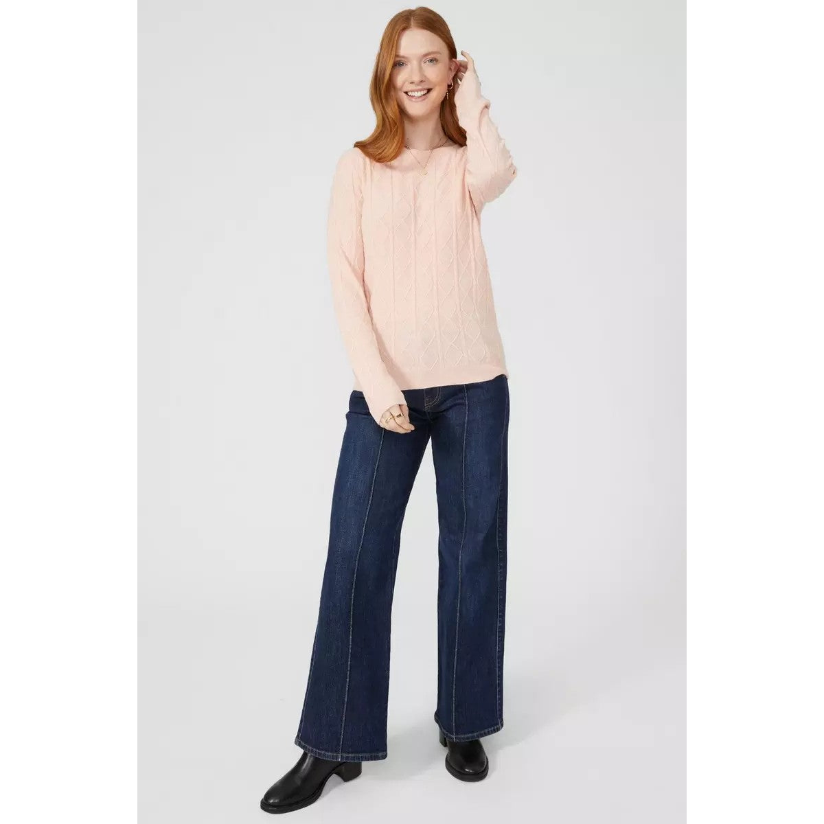 Powder Pink - Pack Shot - Maine Womens-Ladies Diamond Soft Jumper