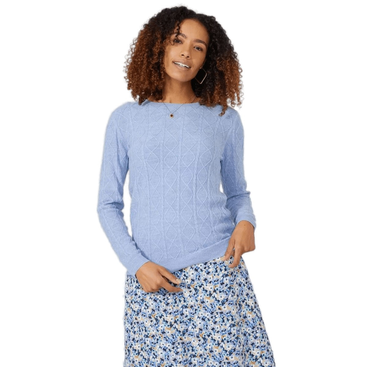 Dusty Blue - Front - Maine Womens-Ladies Diamond Soft Jumper