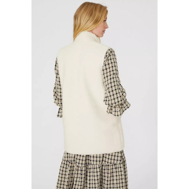 Cream - Back - Mantaray Womens-Ladies Borg Gilet