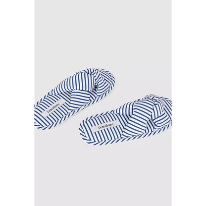 Navy - Back - Debenhams Womens-Ladies Stripe Twisted Slippers