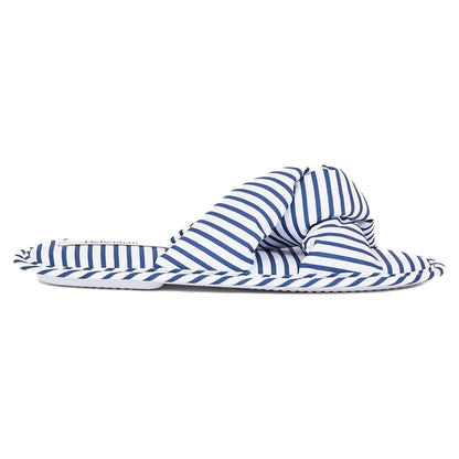Navy - Front - Debenhams Womens-Ladies Stripe Twisted Slippers