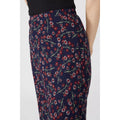 Navy - Side - Maine Womens-Ladies Floral Bias Cut Midi Skirt