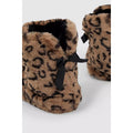 Brown-Black - Side - Debenhams Womens-Ladies Animal Print Slipper Boots