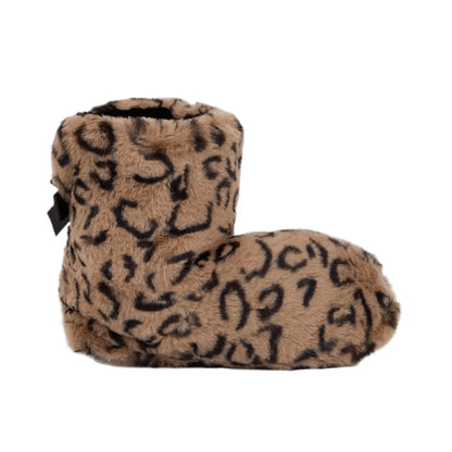 Brown-Black - Front - Debenhams Womens-Ladies Animal Print Slipper Boots