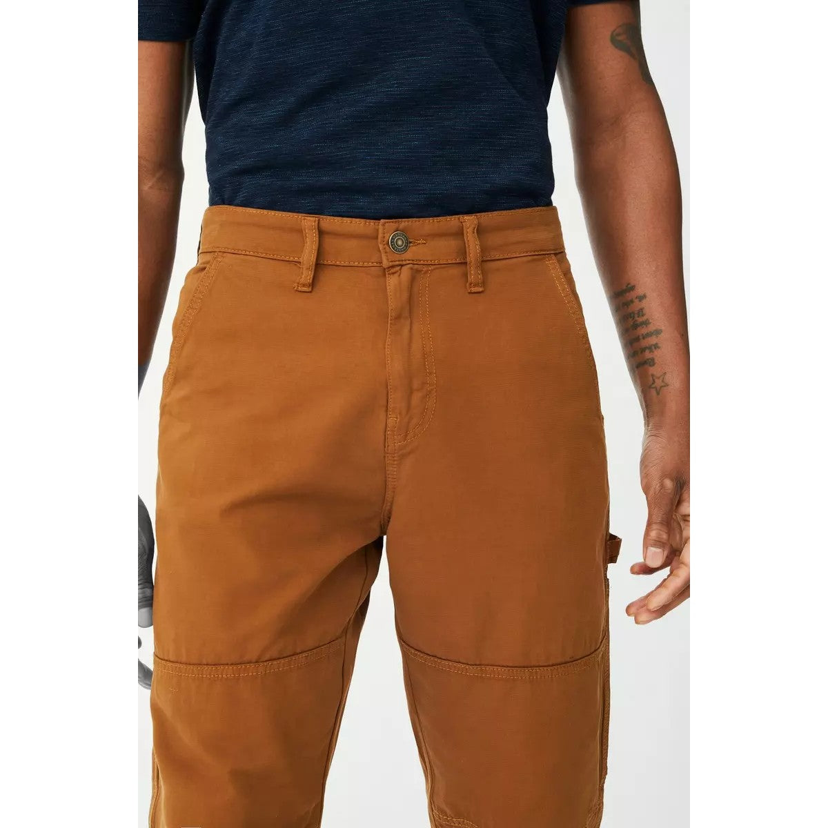 Tan - Side - Mantaray Mens Slub 3-4 Shorts