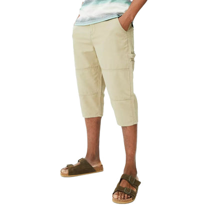 Natural - Front - Mantaray Mens Slub 3-4 Shorts