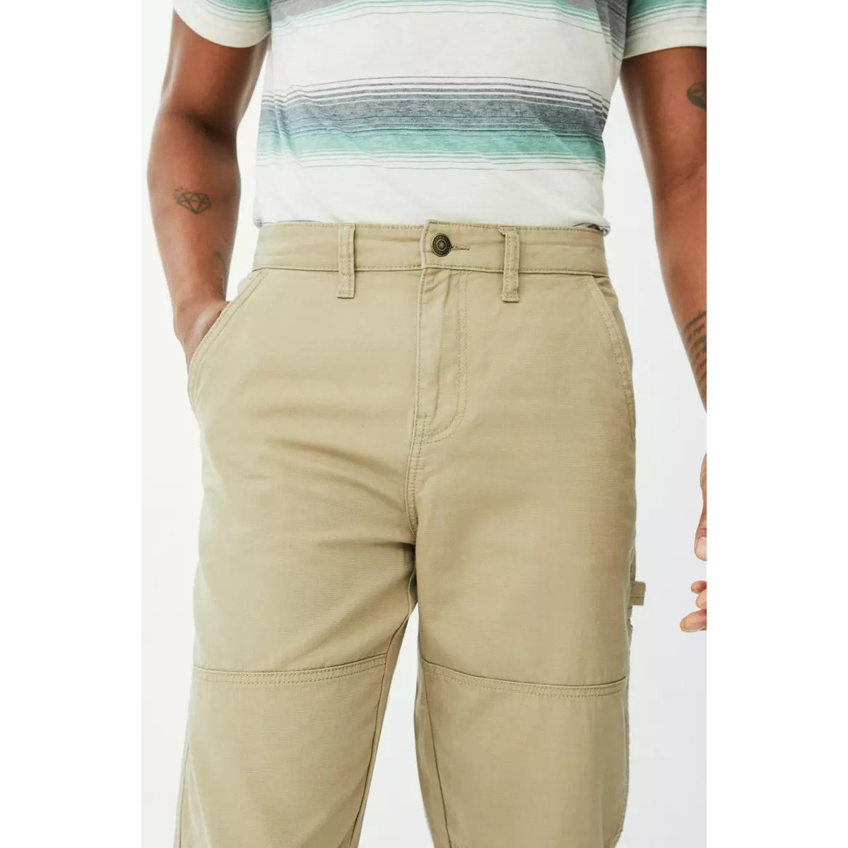 Natural - Side - Mantaray Mens Slub 3-4 Shorts