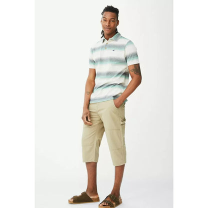 Natural - Pack Shot - Mantaray Mens Slub 3-4 Shorts