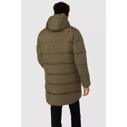 Khaki - Back - Red Herring Mens Longline Padded Jacket