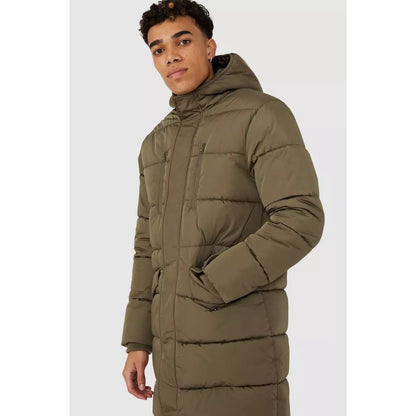 Khaki - Side - Red Herring Mens Longline Padded Jacket