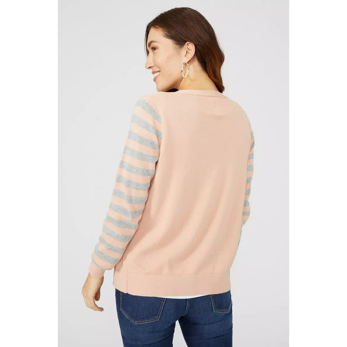 Dark Pink - Back - Mantaray Womens-Ladies Stars & Stripes Intarsia Long-Sleeved Cardigan