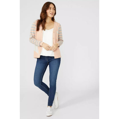Dark Pink - Pack Shot - Mantaray Womens-Ladies Stars & Stripes Intarsia Long-Sleeved Cardigan