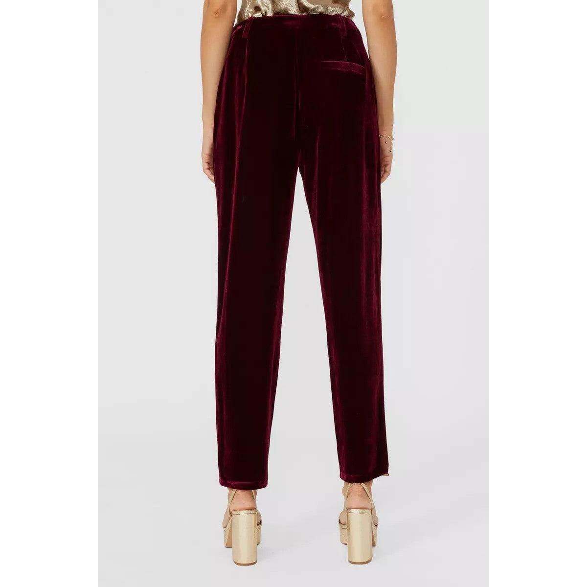 Berry - Back - Principles Womens-Ladies Velvet Cropped Trousers