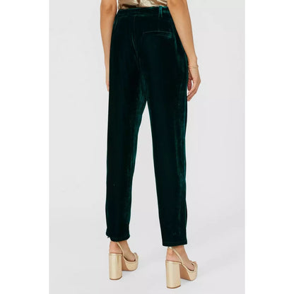 Green - Back - Principles Womens-Ladies Velvet Cropped Trousers