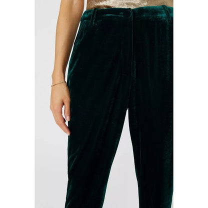 Green - Side - Principles Womens-Ladies Velvet Cropped Trousers