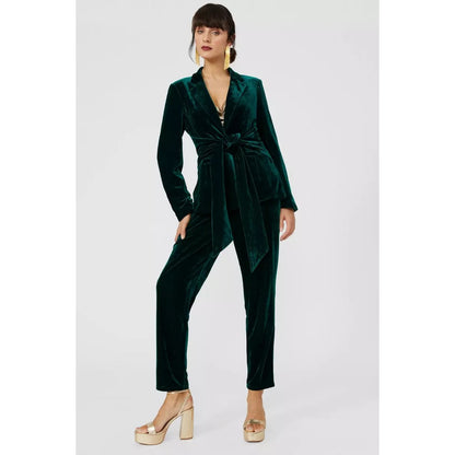 Green - Pack Shot - Principles Womens-Ladies Velvet Cropped Trousers