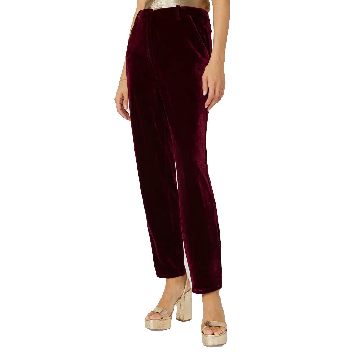Berry - Front - Principles Womens-Ladies Velvet Cropped Trousers