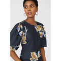 Black - Lifestyle - Principles Womens-Ladies Leaf Print Cuffed Midi Dress