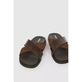 Brown - Side - Mantaray Mens Instow Crossover Leather Sandals