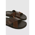 Brown - Lifestyle - Mantaray Mens Instow Crossover Leather Sandals