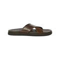 Brown - Front - Mantaray Mens Instow Crossover Leather Sandals