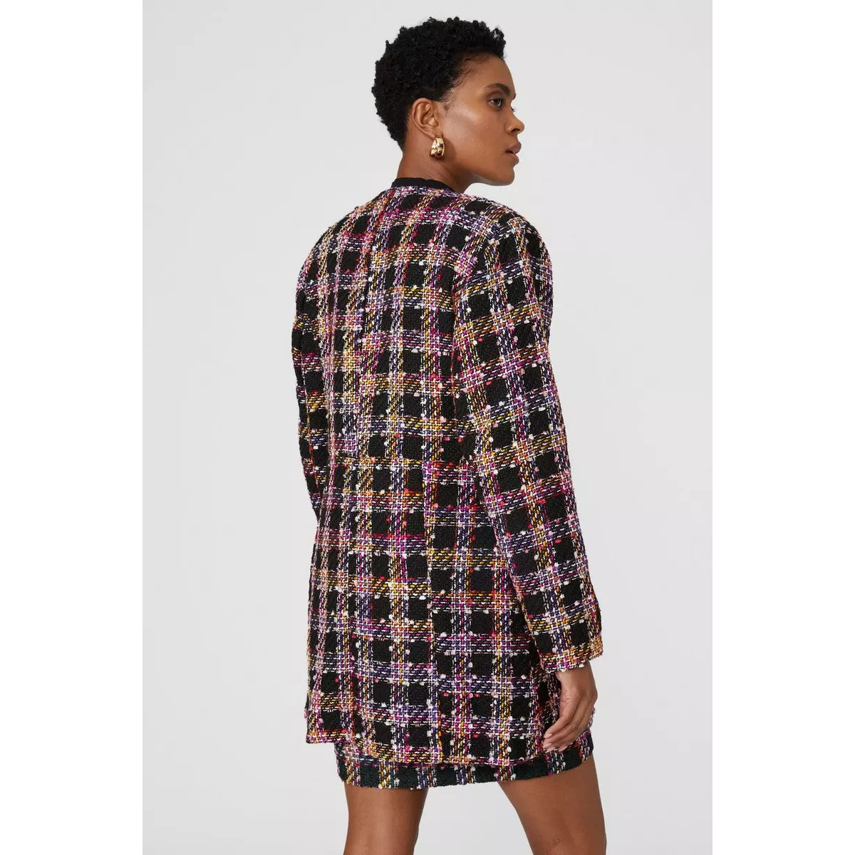 Black-Yellow - Back - Principles Womens-Ladies Bouclé Longline Blazer
