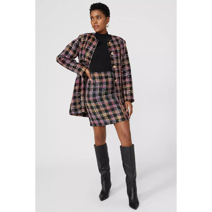 Black-Yellow - Side - Principles Womens-Ladies Bouclé Longline Blazer