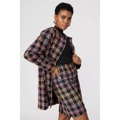 Black-Yellow - Lifestyle - Principles Womens-Ladies Bouclé Longline Blazer