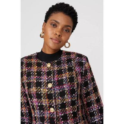 Black-Yellow - Pack Shot - Principles Womens-Ladies Bouclé Longline Blazer