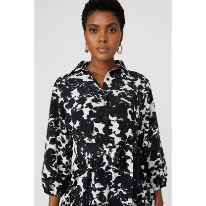 Monochrome - Side - Principles Womens-Ladies Floral 3-4 Sleeve Shirt Dress