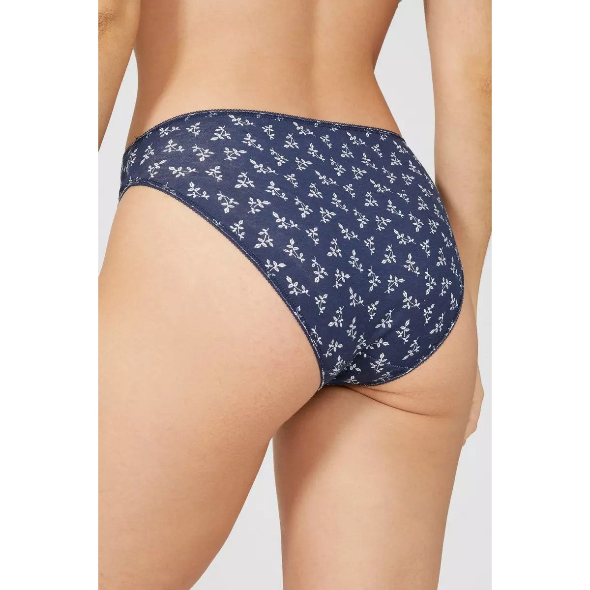 Navy - Back - Debenhams Womens-Ladies Sprigs Marl High Leg Briefs (Pack of 5)